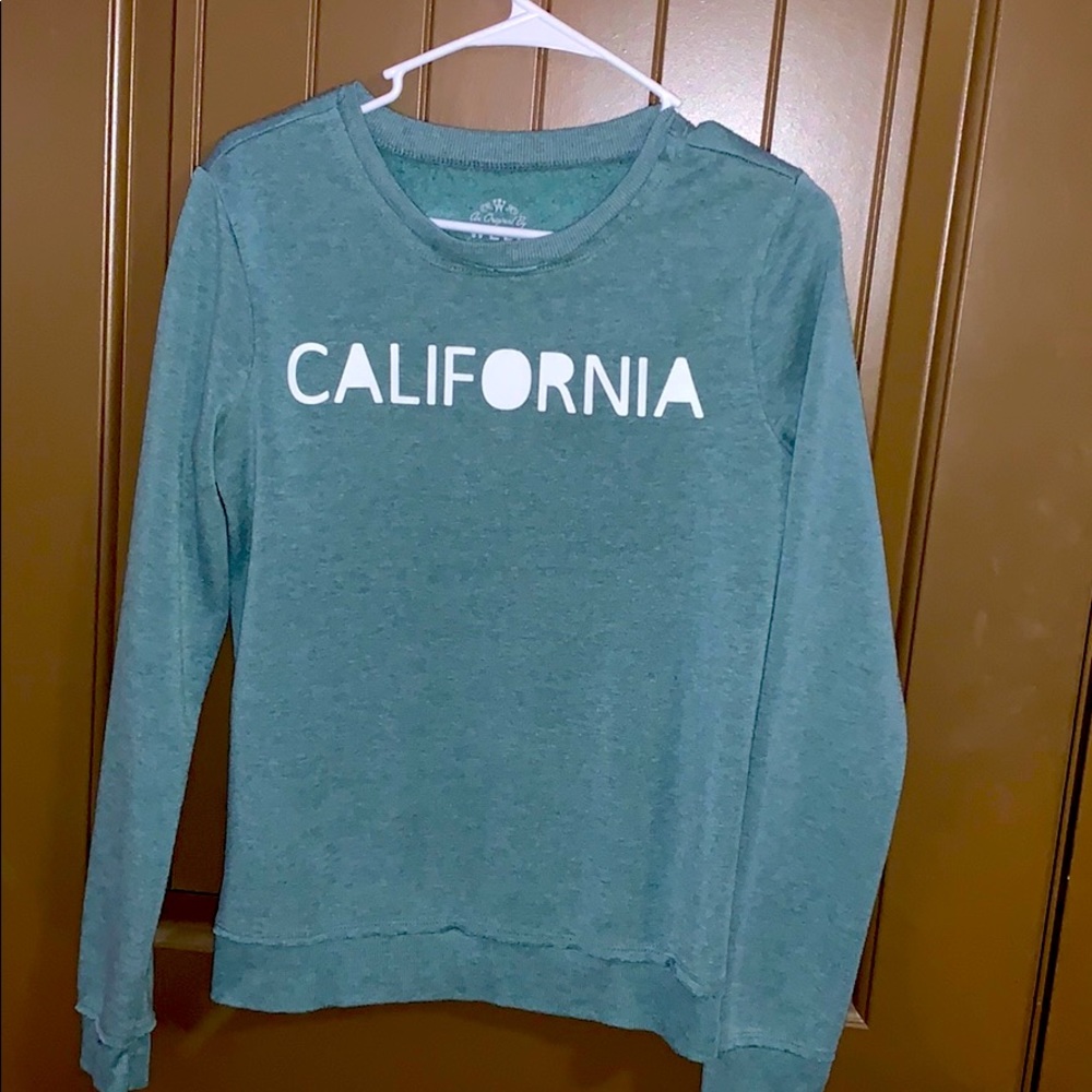 sage green/turquoise california crew neck